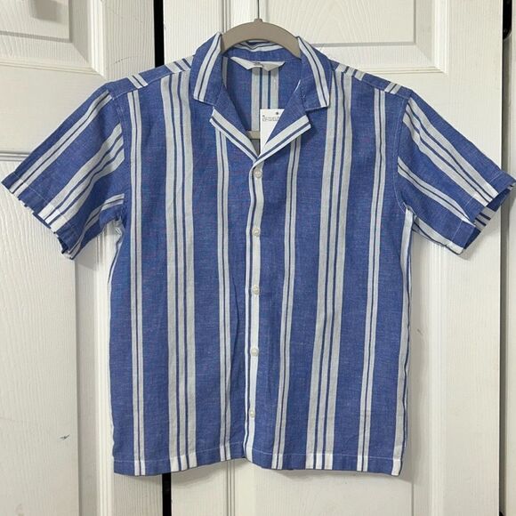 H&M Striped Blue Boys Button Down Shirt(Size 8-9 yrs) - Picture 2 of 5